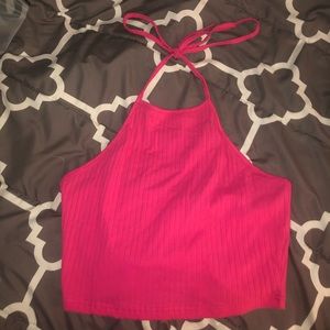 New SHEIN Pink Halter Crop Top